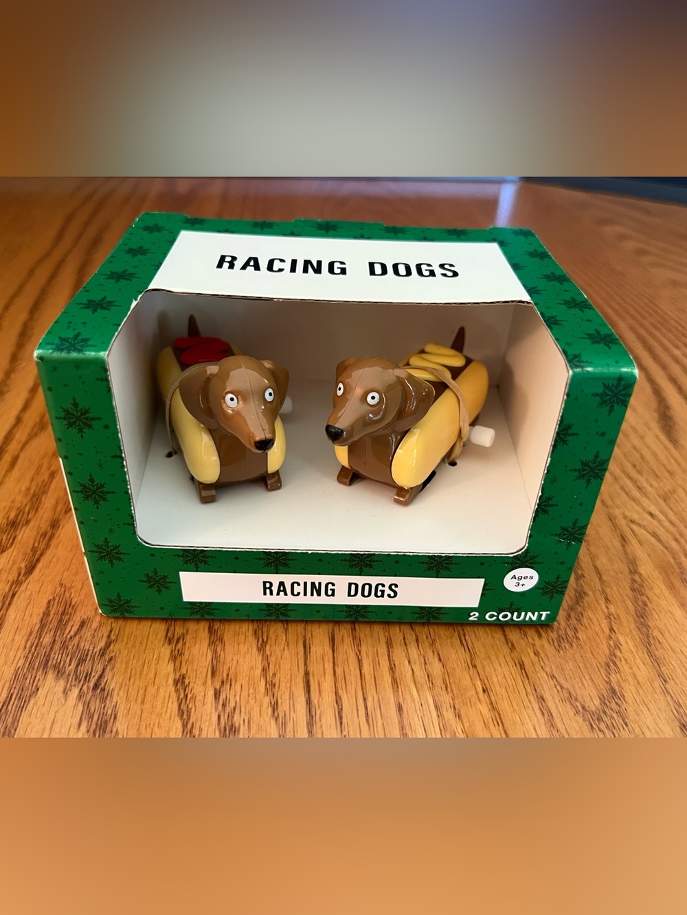 Wind-Up Dashound Racing Dogs Dressed as Hotdogs Toy Set (2 Dogs)